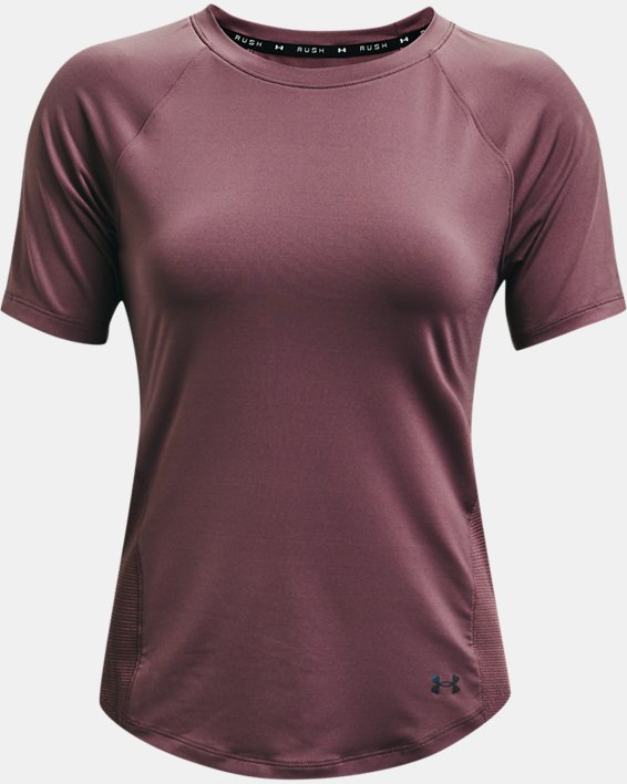 Women's UA RUSH™ HeatGear® Mesh Short Sleeve, Purple, pdpMainDesktop image number 4